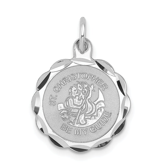 Sterling Silver Rhodium-Plated St. Christopher Medal Charm