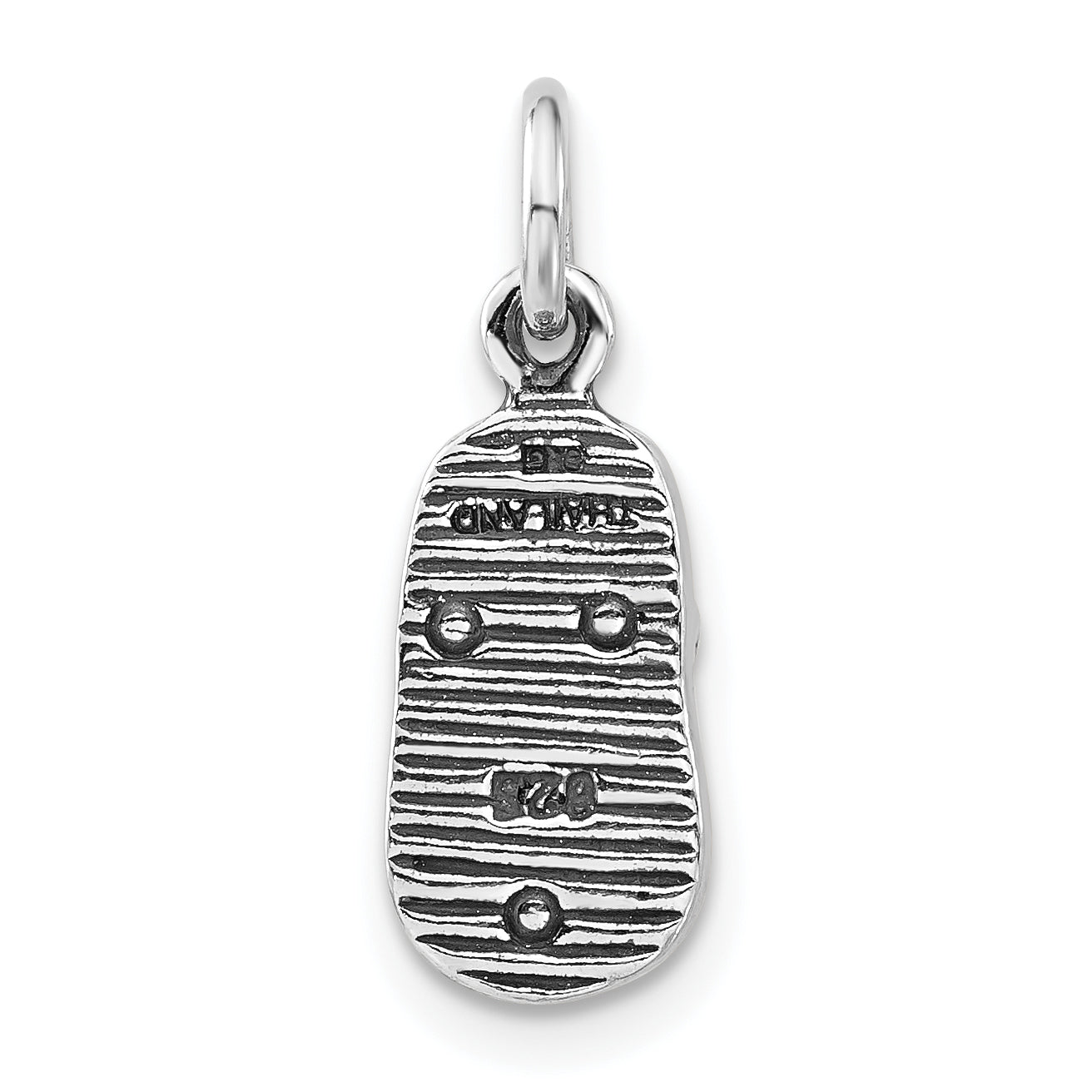 Sterling Silver 3-D Polished & Antiqued Sandal Charm