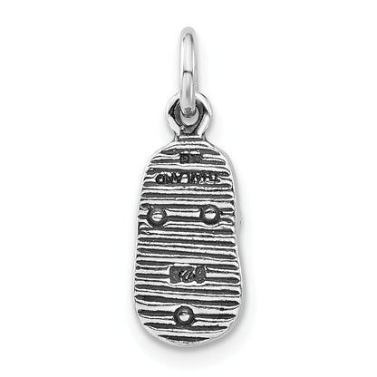 Sterling Silver 3-D Polished & Antiqued Sandal Charm
