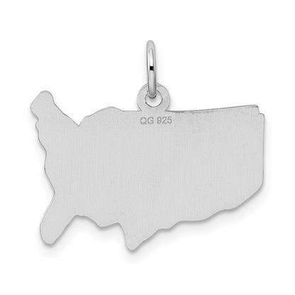 Sterling Silver Rhodium-Plated United States Polished Charm