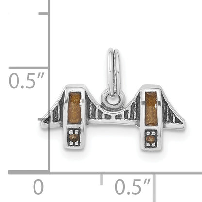 Sterling Silver Antiqued Enameled & Marcasite Bridge Charm
