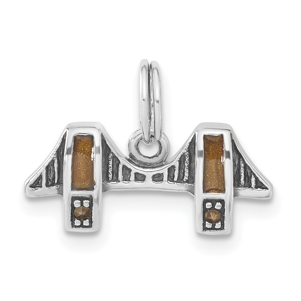 Sterling Silver Antiqued Enameled & Marcasite Bridge Charm