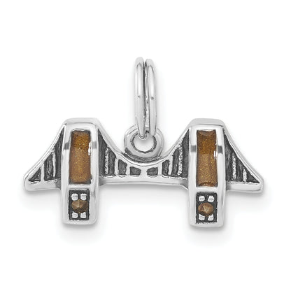 Sterling Silver Antiqued Enameled & Marcasite Bridge Charm