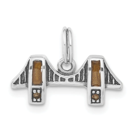 Sterling Silver Antiqued Enameled & Marcasite Bridge Charm