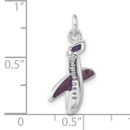Sterling Silver Purple Enameled Airplane Charm
