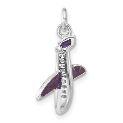 Sterling Silver Purple Enameled Airplane Charm