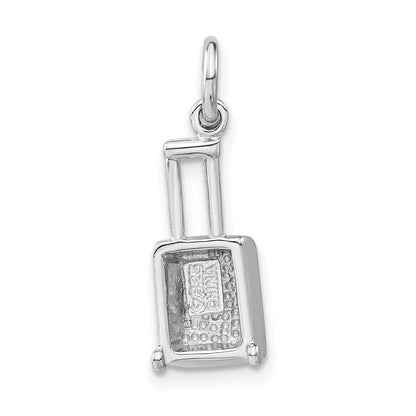 Sterling Silver Polished Red Enameled Luggage Charm