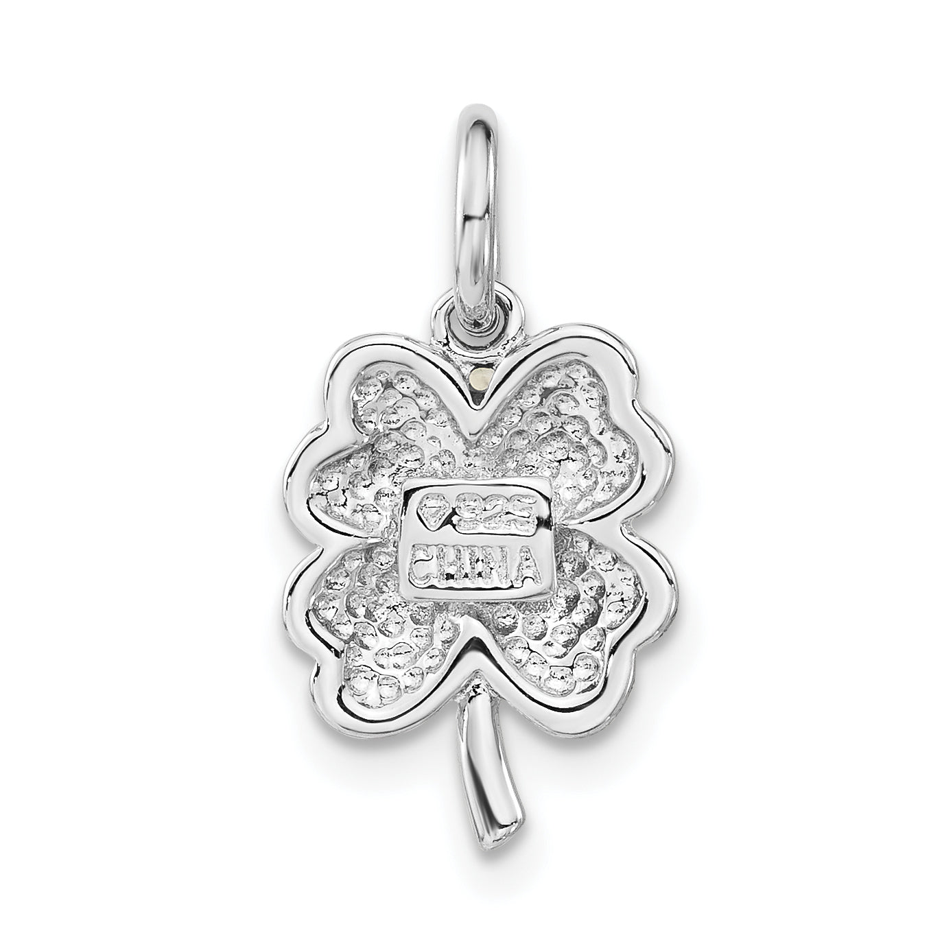 Sterling Silver Polished Green Enamel 4 Leaf Clover Charm
