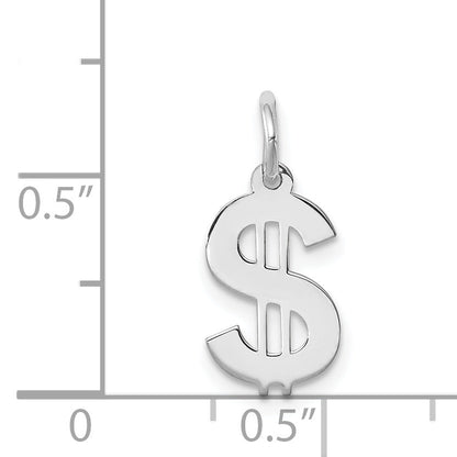 Sterling Silver Rhodium-Plated Dollar Sign Polished