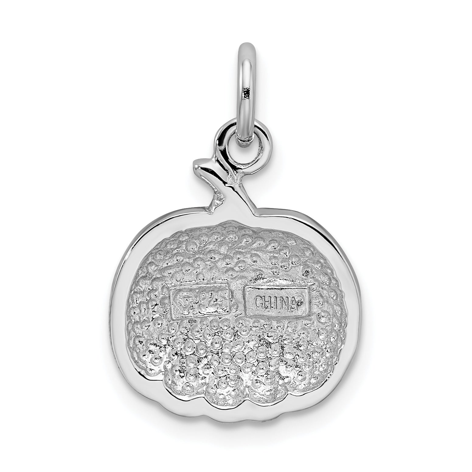Sterling Silver Rhodium-Plated Orange Jack-A-Lantern Charm