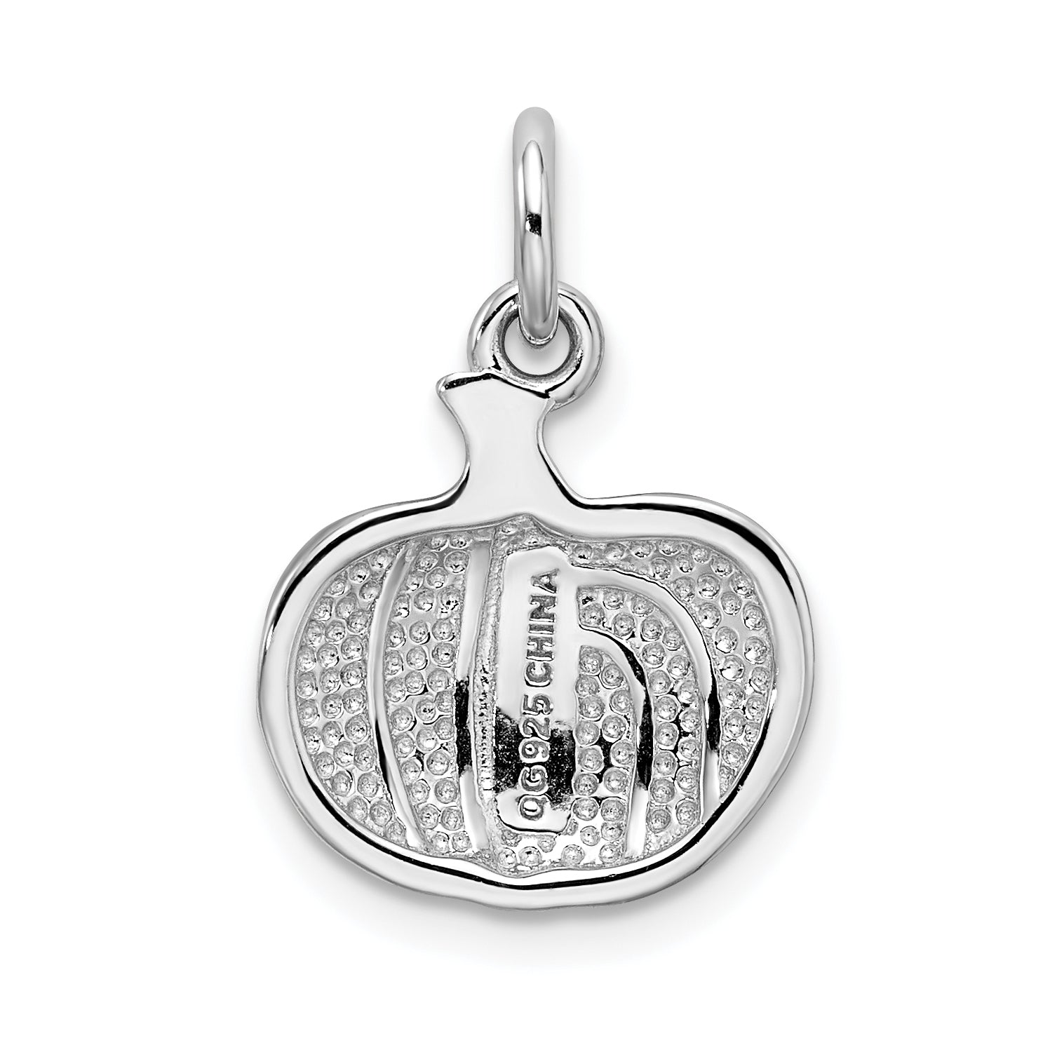 Sterling Silver Rhodium-Plated Orange Enameled Pumpkin Charm