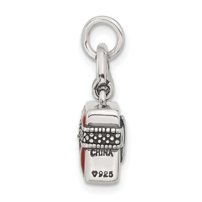 Sterling Silver 3D Enameled Marcasite Purse Charm