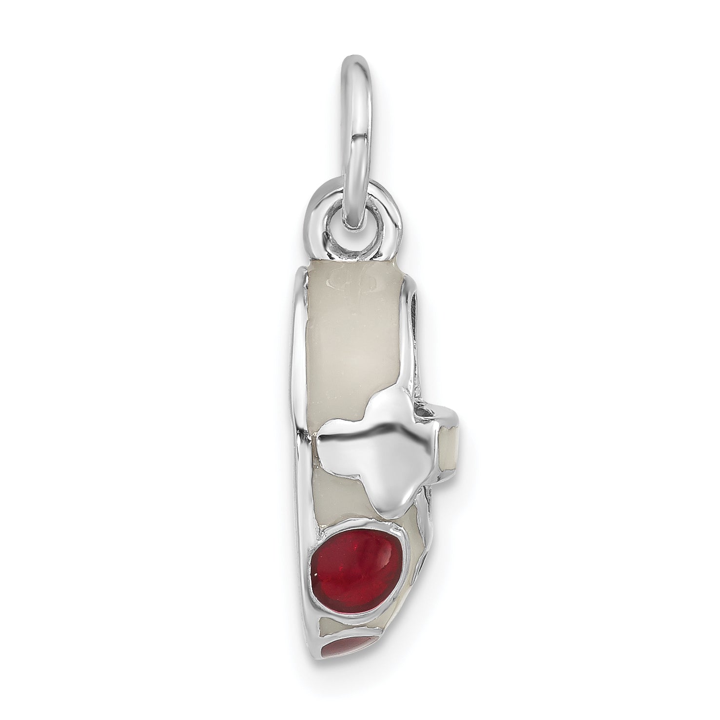 Sterling Silver 3-D Red & White Enameled Shoe Charm