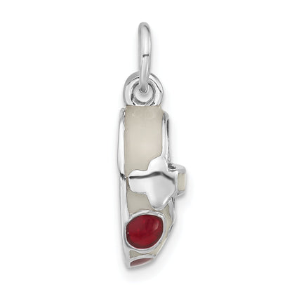 Sterling Silver 3-D Red & White Enameled Shoe Charm