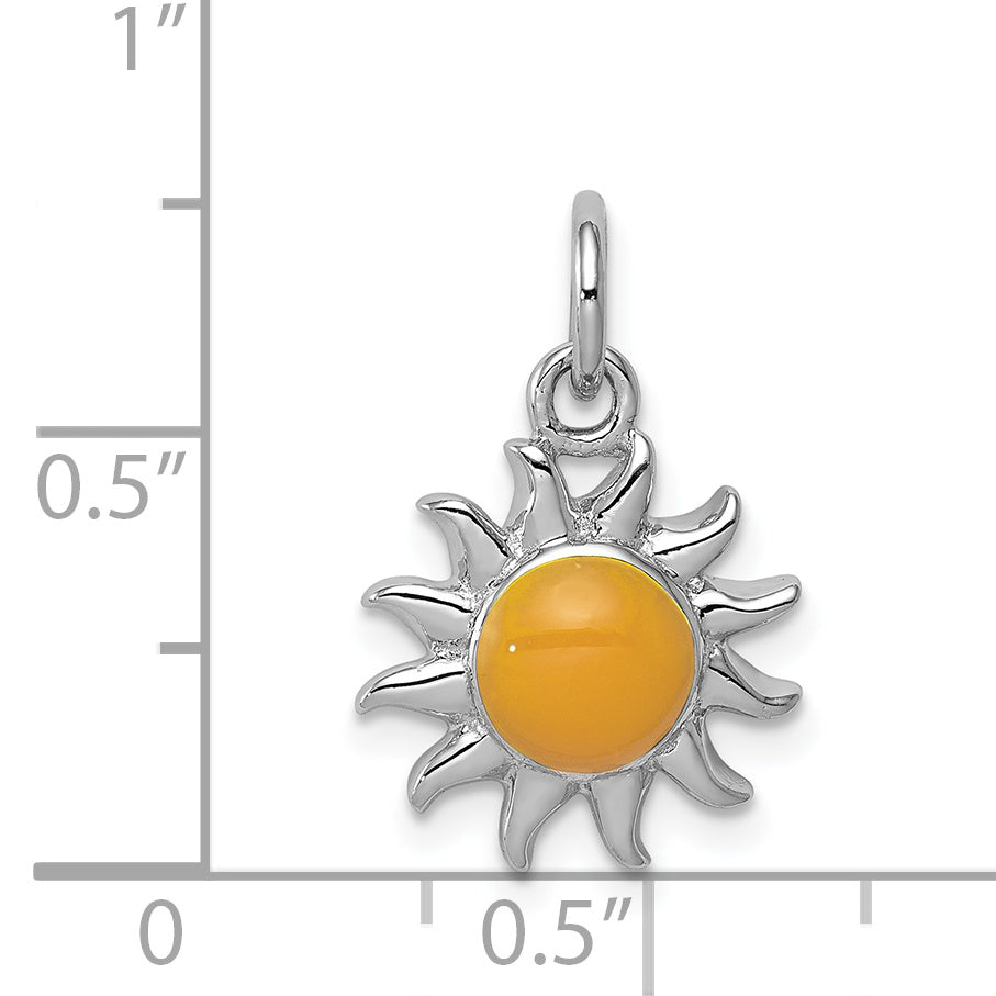 Sterling Silver Rhodium-Plated Yellow Sun Charm