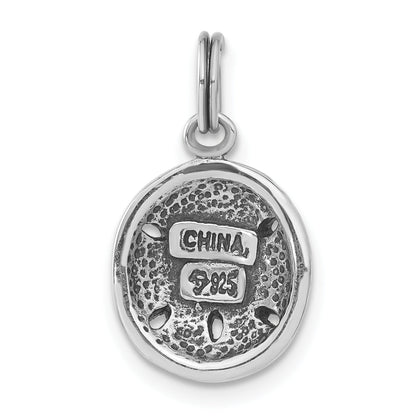 Sterling Silver Marcasite & White Enameled Sanddollar Charm