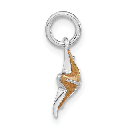 Sterling Silver Orange Enameled Starfish Charm