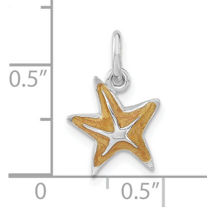 Sterling Silver Orange Enameled Starfish Charm