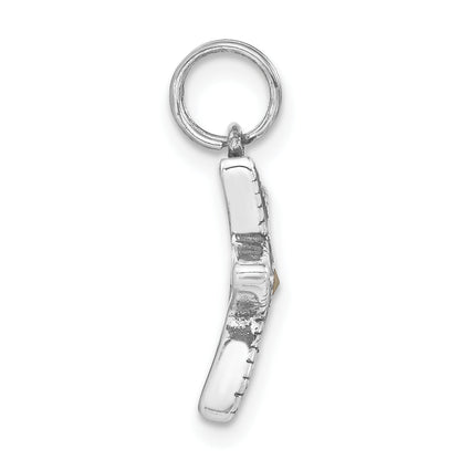 Sterling Silver Polished & Antiqued Marcasite Red Enameled Starfish Charm