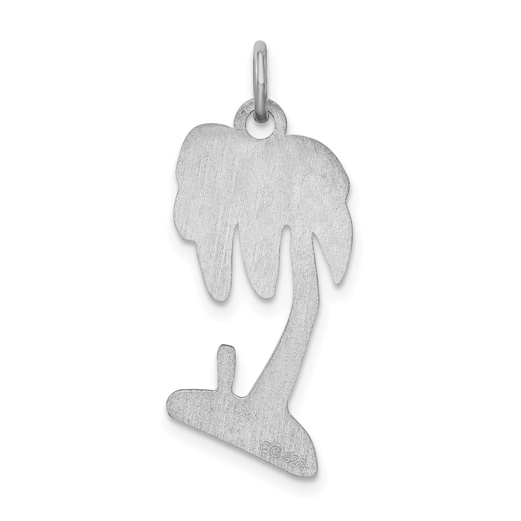 Sterling Silver Rhodium-Plated Palm Tree Polished Charm