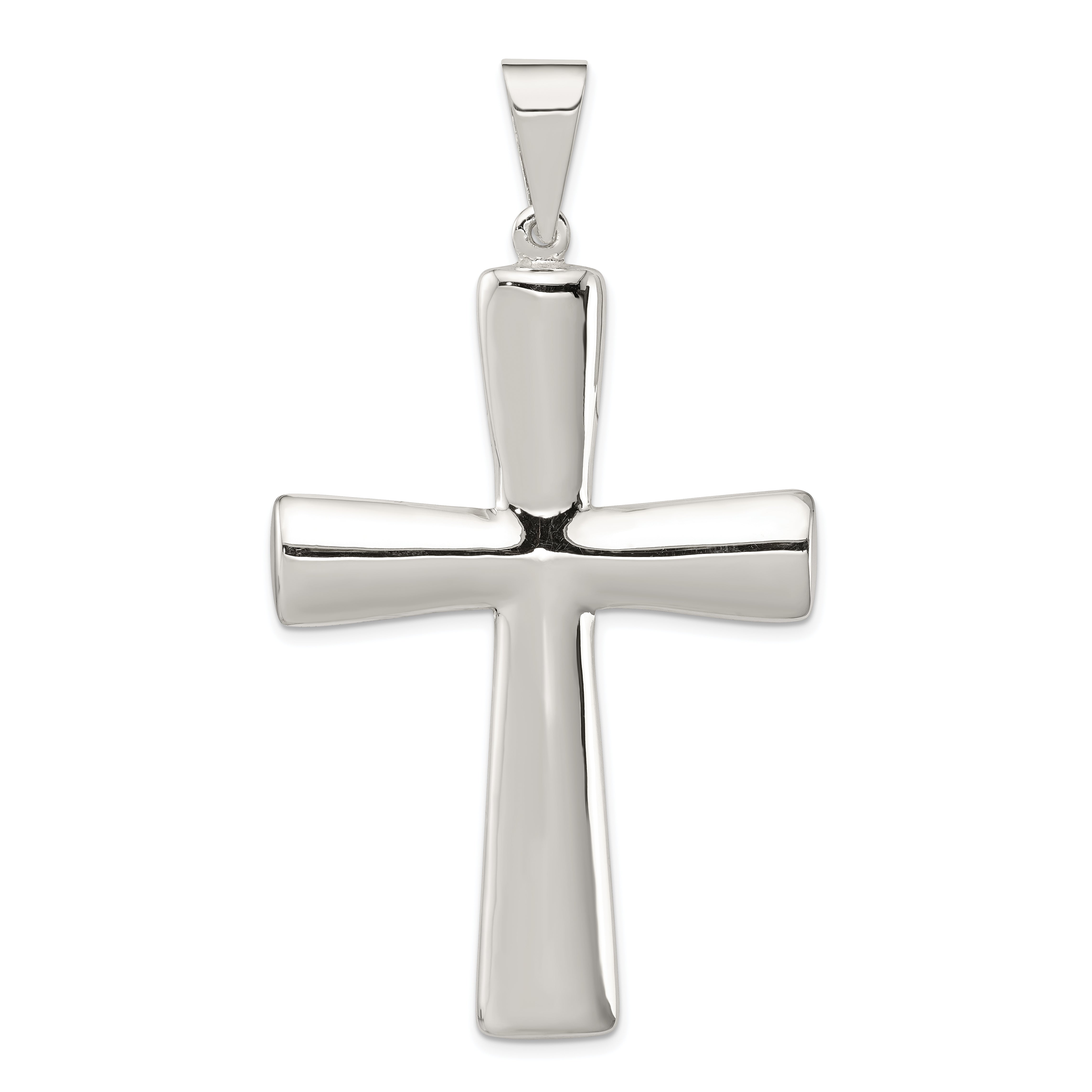 Sterling Silver Rhodium-Plated Hollow Cross Pendant