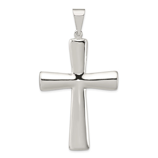 Sterling Silver Rhodium-Plated Hollow Cross Pendant