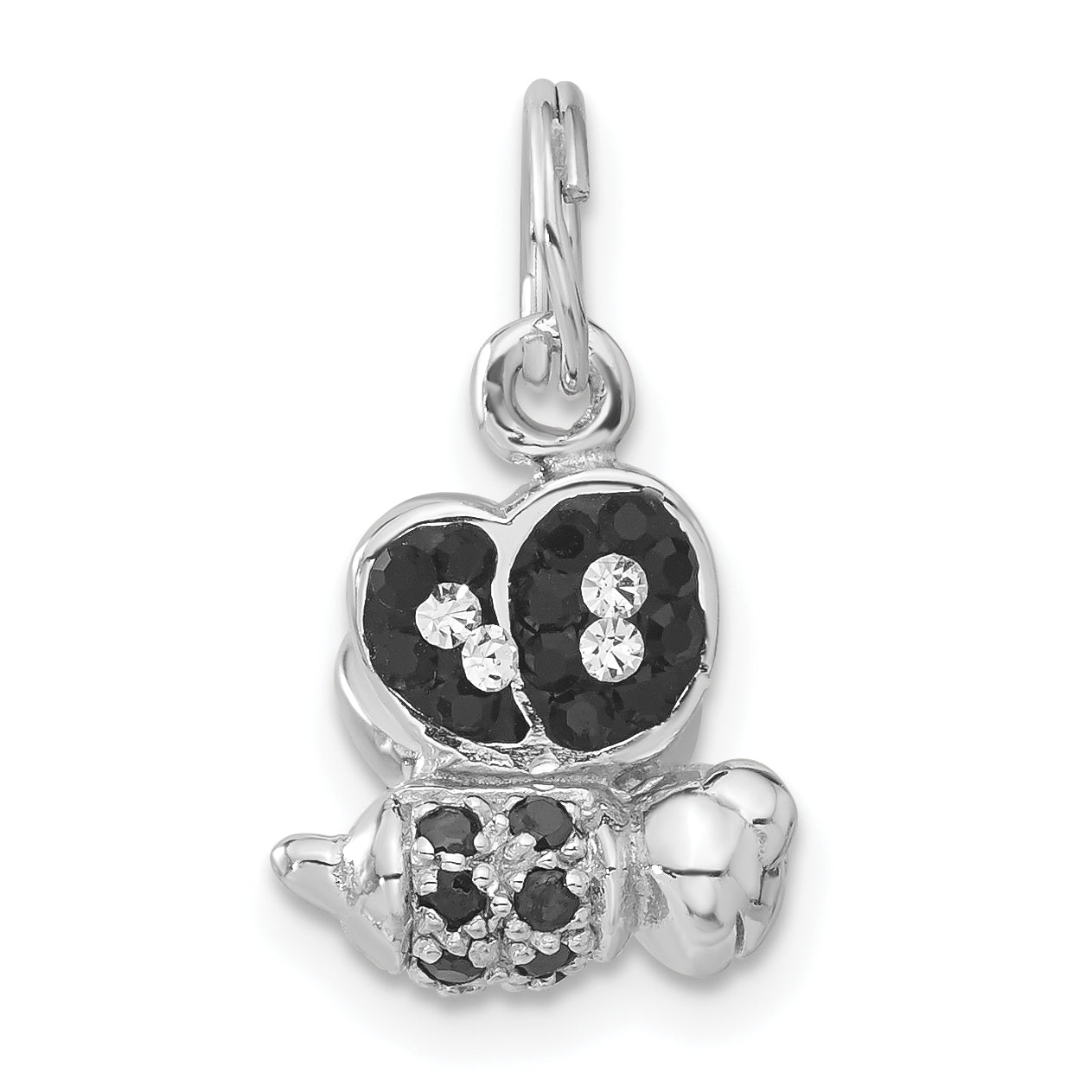 Sterling Silver 3-D Black & Clear Cz Enameled Bee Charm