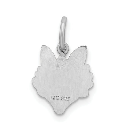 Sterling Silver Rhodium-Plated Fox Head Polished Front/Satin Back Charm