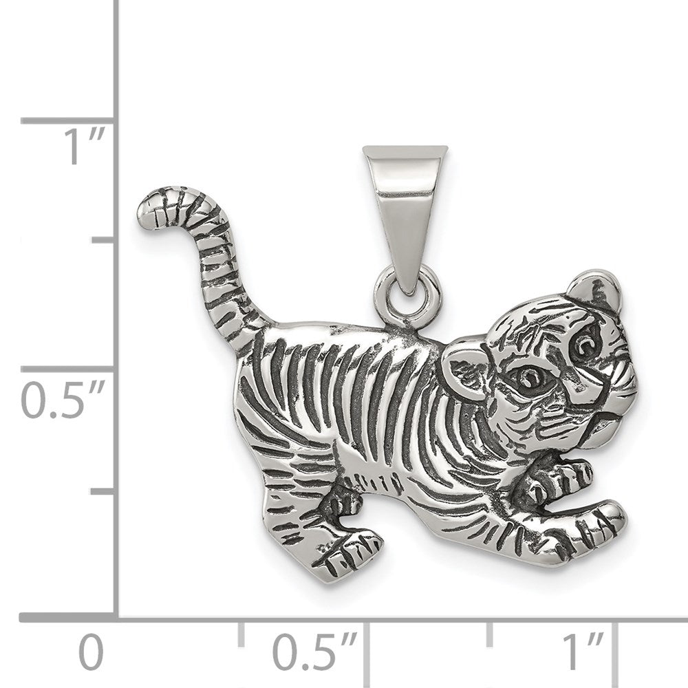 Sterling Silver Antiqued Tiger Charm