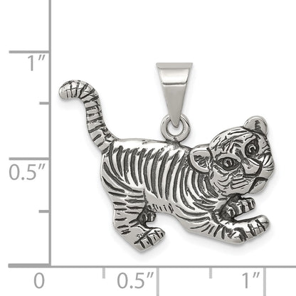 Sterling Silver Antiqued Tiger Charm