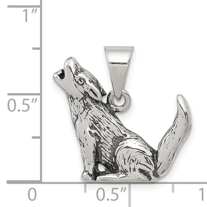 Sterling Silver Antiqued Wolf Charm