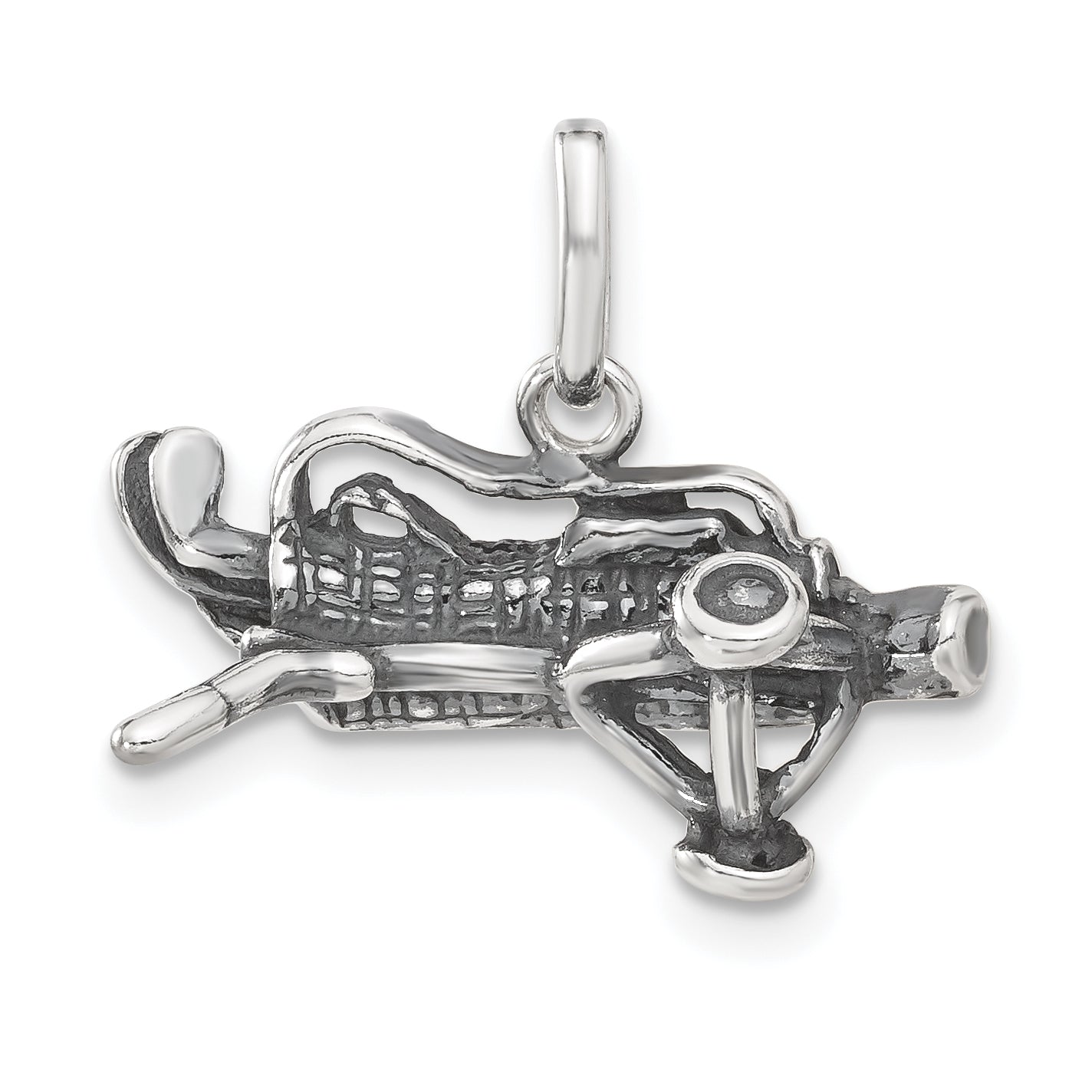 Sterling Silver 3-D Antiqued Golf Bag Charm
