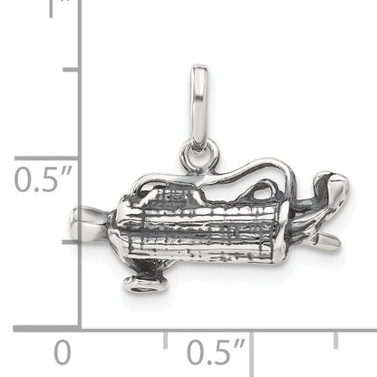 Sterling Silver 3-D Antiqued Golf Bag Charm