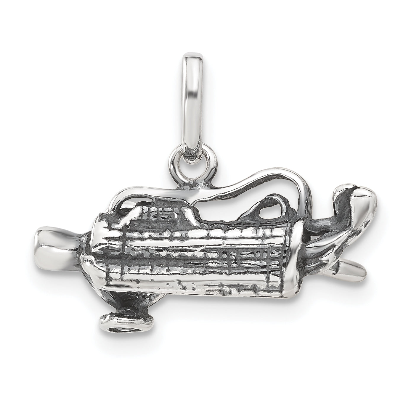 Sterling Silver 3-D Antiqued Golf Bag Charm