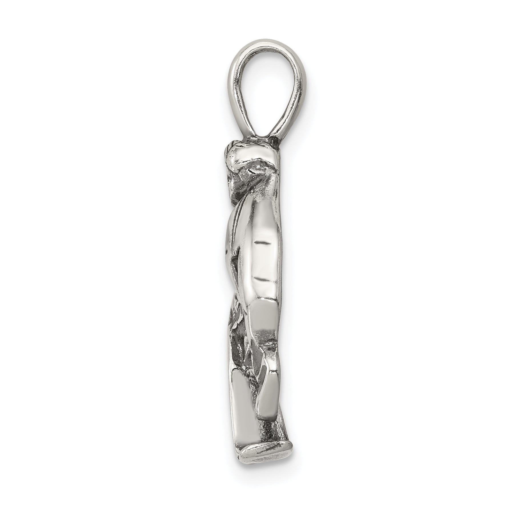 Sterling Silver Antiqued Hockey Player Charm