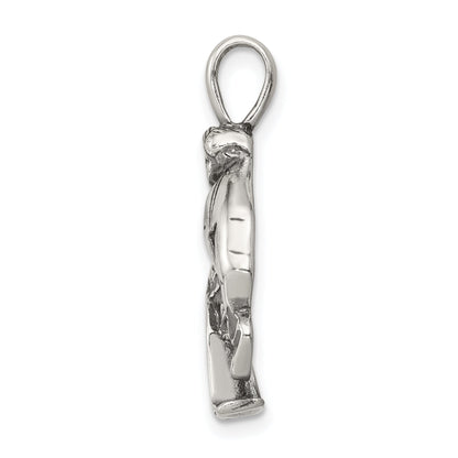 Sterling Silver Antiqued Hockey Player Charm