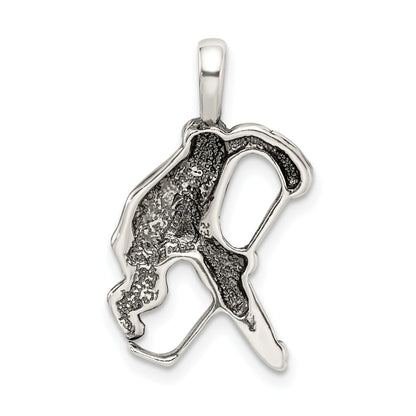 Sterling Silver Antiqued Hockey Player Charm