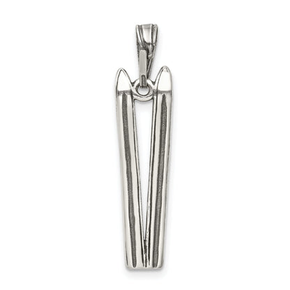 Sterling Silver Antiqued Ski'S Charm