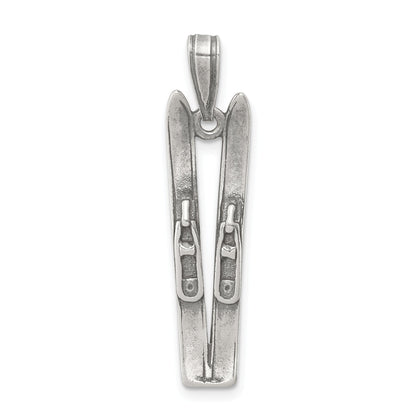 Sterling Silver Antiqued Ski'S Charm