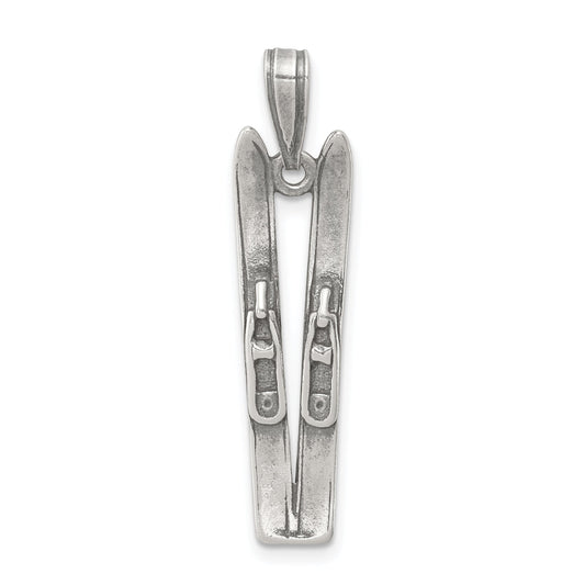 Sterling Silver Antiqued Ski'S Charm
