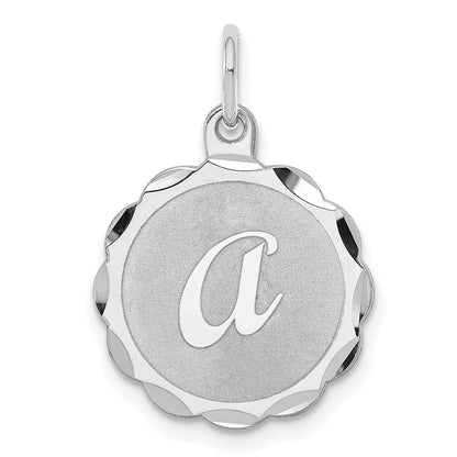 Sterling Silver Rhodium-Plated Brocaded Letter A Initial Charm