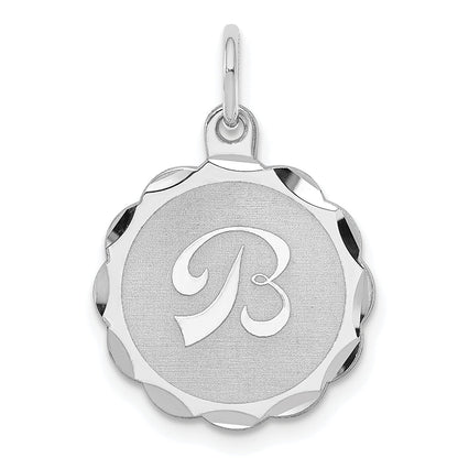 Sterling Silver Rhodium-Plated Brocaded Letter B Initial Charm