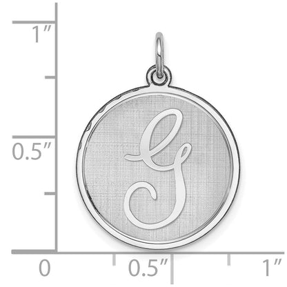 Sterling Silver Rhodium-Plated Brocaded Letter G Initial Charm