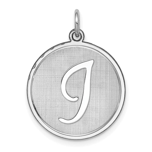 Sterling Silver Rhodium-Plated Brocaded Letter I Initial Charm
