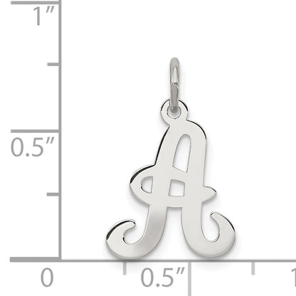 Sterling Silver Rhodium-Plated Stamped Letter A Initial Charm