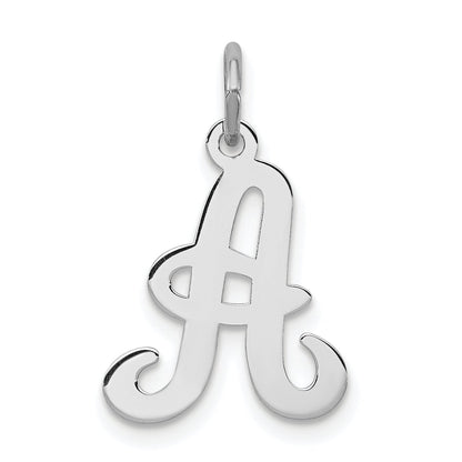 Sterling Silver Rhodium-Plated Stamped Letter A Initial Charm