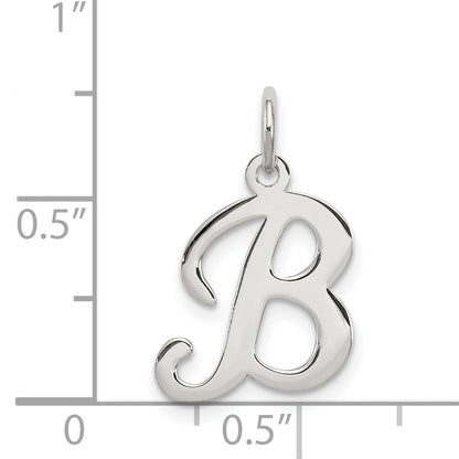 Sterling Silver Rhodium-Plated Stamped Letter B Initial Charm
