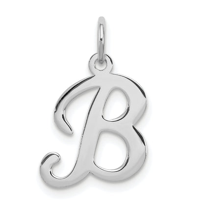 Sterling Silver Rhodium-Plated Stamped Letter B Initial Charm