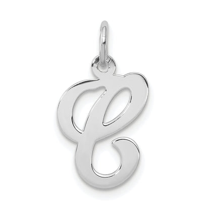 Sterling Silver Rhodium-Plated Stamped Letter C Initial Charm