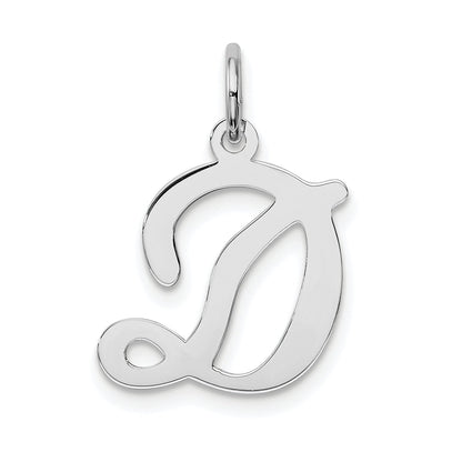 Sterling Silver Rhodium-Plated Stamped Letter D Initial Charm
